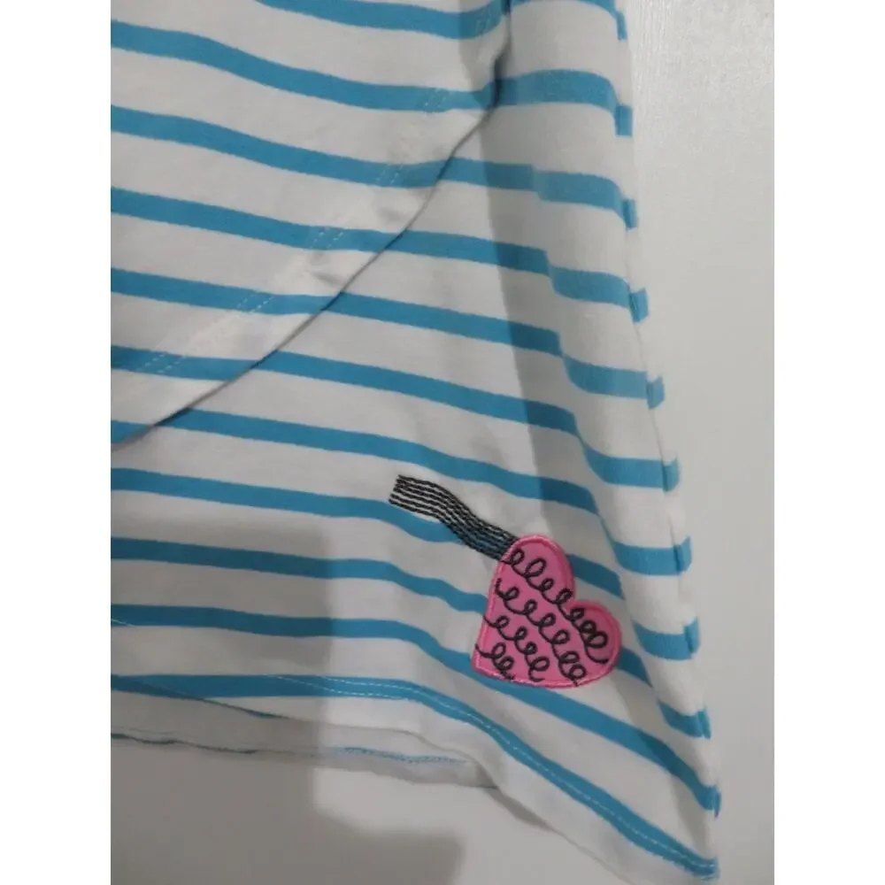 Disney Parks Kids S Blue White Mickey Mouse Striped Short Sleeve Dress Tunic Top